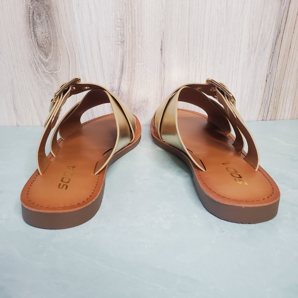 New! Gold Double Strap Buckle Sandals - Picture 7 of 7